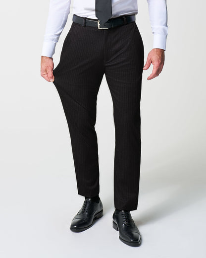State & Liberty - Athletic Fit Stretch Suit - Knit Charcoal Chalk Stripe