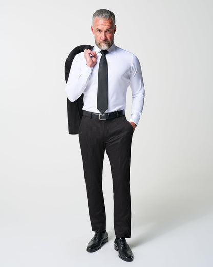 State & Liberty - Athletic Fit Stretch Suit - Knit Charcoal Chalk Stripe