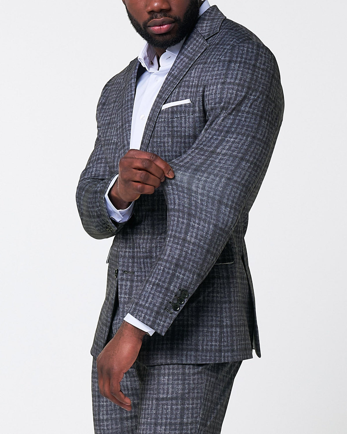 State & Liberty - Athletic Fit Stretch Suit - Iron Grey & Charcoal Plaid