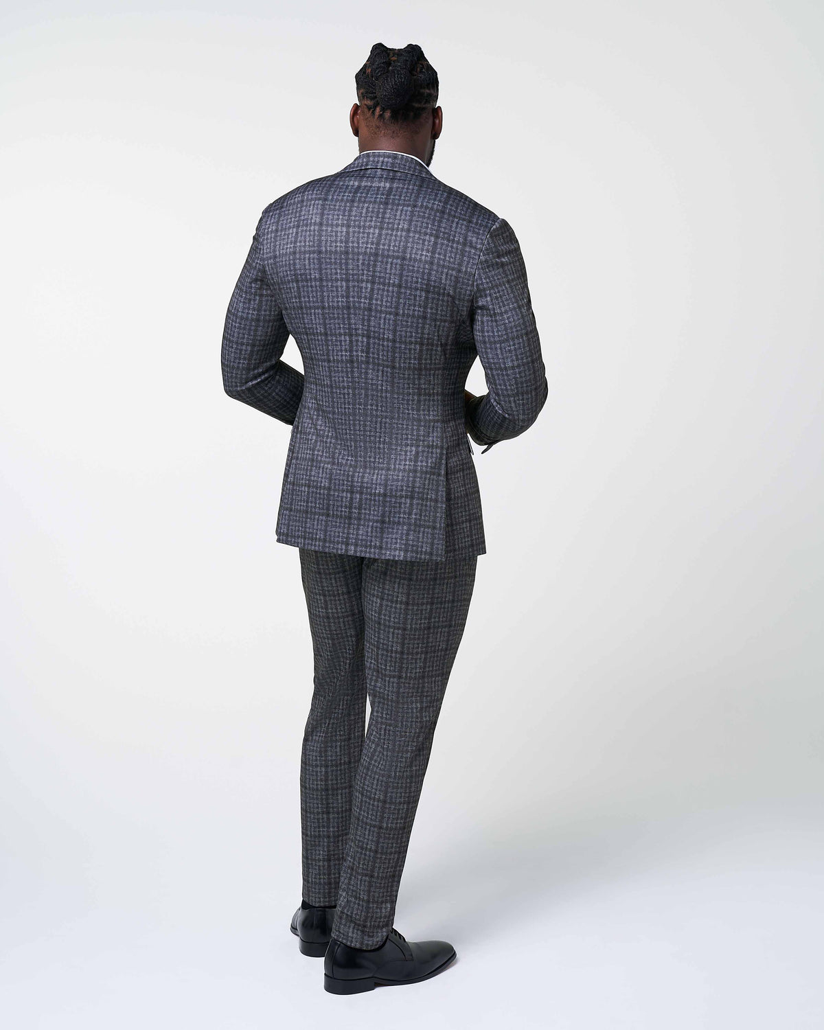 State & Liberty - Athletic Fit Stretch Suit - Iron Grey & Charcoal Plaid