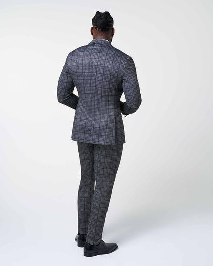 State & Liberty - Athletic Fit Stretch Suit - Iron Grey & Charcoal Plaid