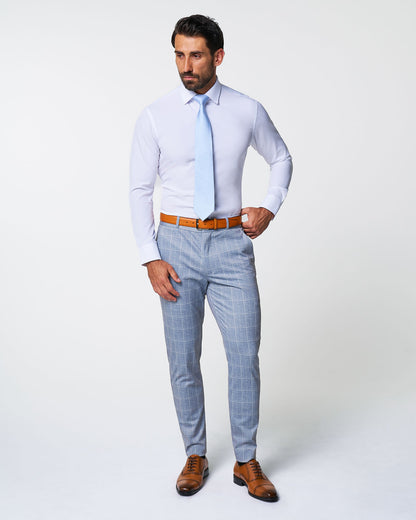 State & Liberty - Athletic Fit Stretch Suit - Ice Light Blue Windowpane