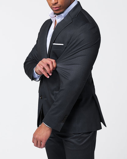 State & Liberty - Athletic Fit Stretch Suit - Midnight Navy & Blue Microcheck