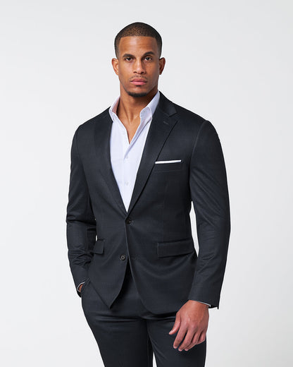 State & Liberty - Athletic Fit Stretch Suit - Midnight Navy & Blue Microcheck