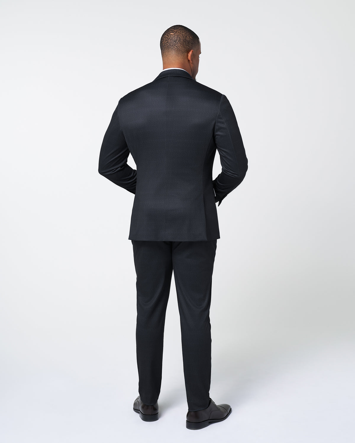 State & Liberty - Athletic Fit Stretch Suit - Midnight Navy & Blue Microcheck