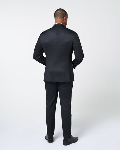 State & Liberty - Athletic Fit Stretch Suit - Midnight Navy & Blue Microcheck