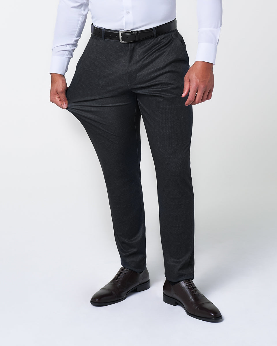 State & Liberty - Athletic Fit Stretch Suit - Midnight Navy & Blue Microcheck