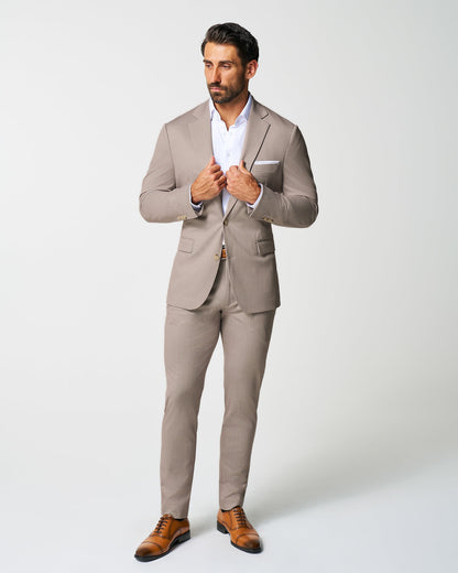State & Liberty - Athletic Fit Stretch Suit - Tan Herringbone
