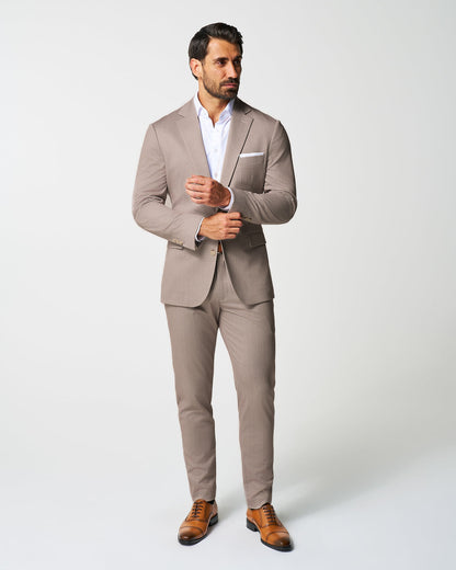 State & Liberty - Athletic Fit Stretch Suit - Tan Herringbone