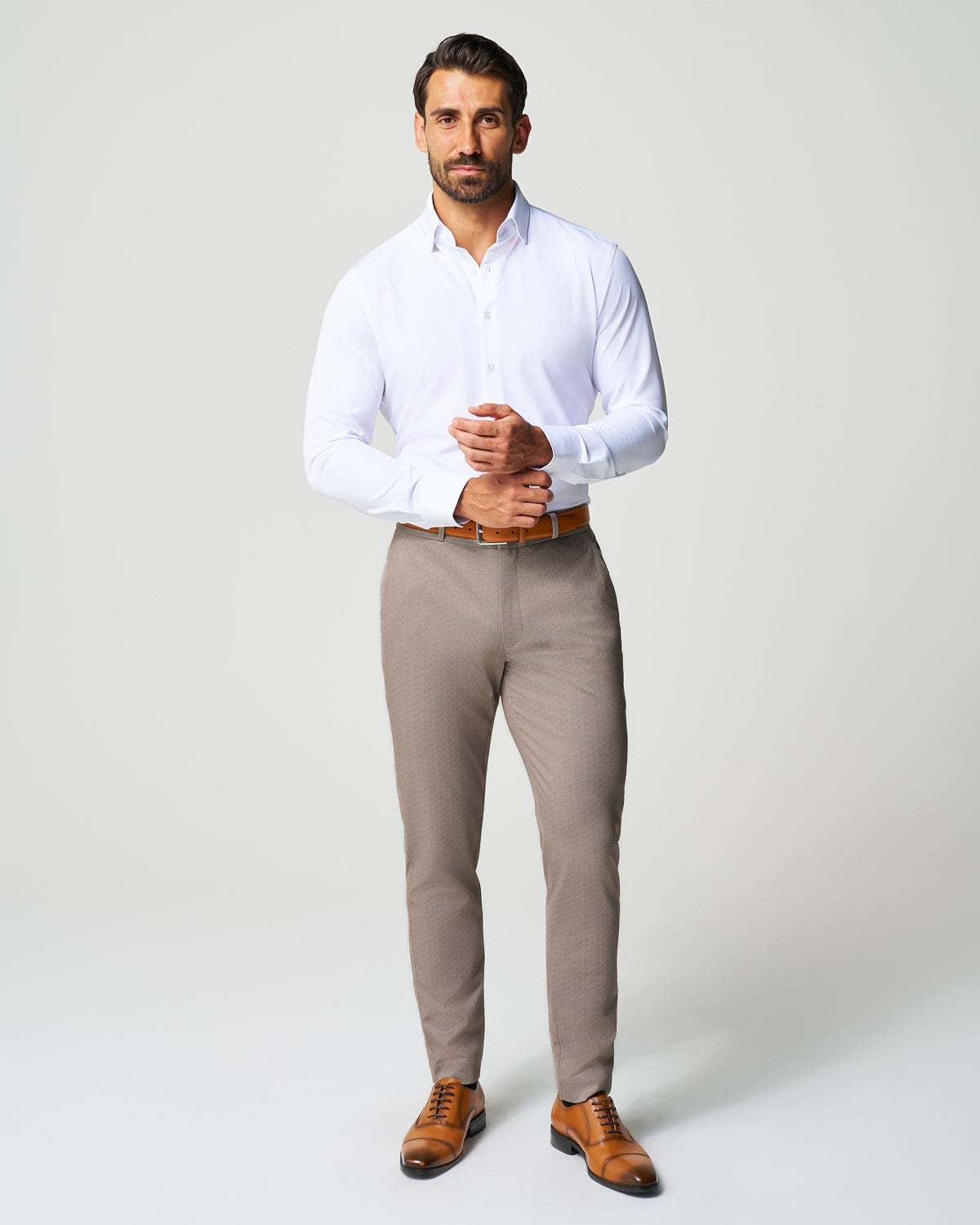 State & Liberty - Athletic Fit Stretch Suit - Tan Herringbone