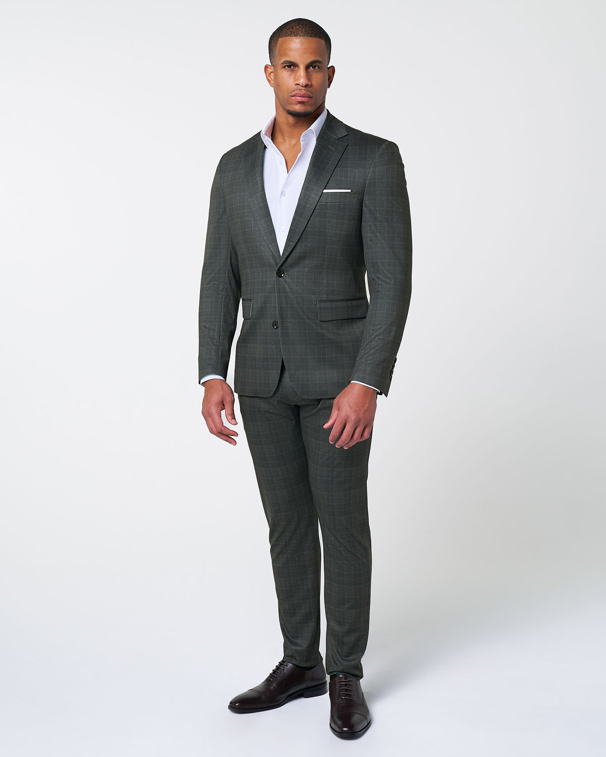 State & Liberty - Athletic Fit Stretch Suit - Charcoal Plaid