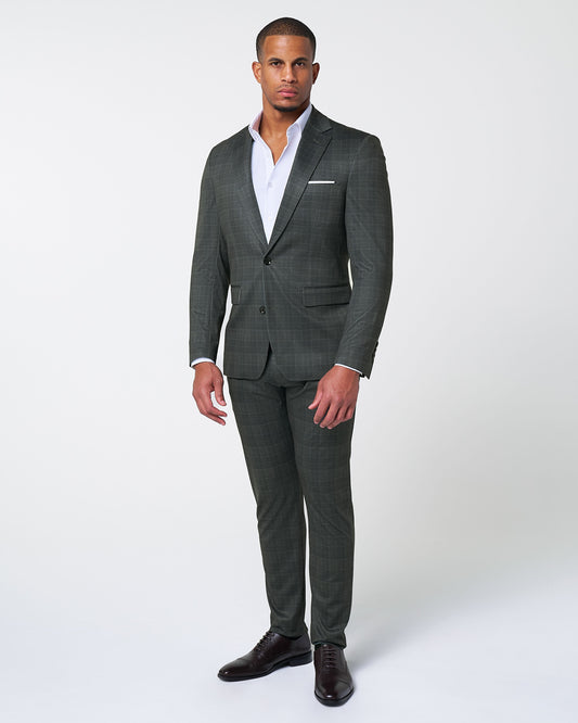 State & Liberty - Athletic Fit Stretch Suit - Charcoal Plaid
