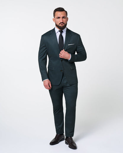 State & Liberty - Athletic Fit Stretch Suit - Navy and Light Blue Microcheck