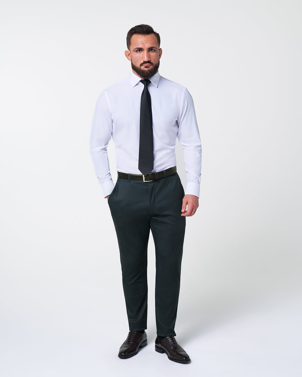 State & Liberty - Athletic Fit Stretch Suit - Navy and Light Blue Microcheck