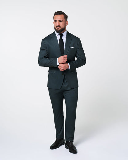 State & Liberty - Athletic Fit Stretch Suit - Navy and Light Blue Microcheck