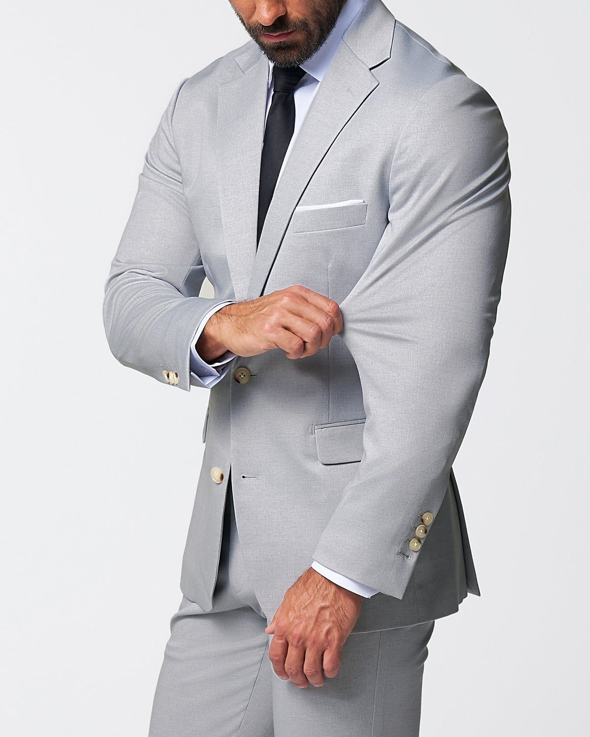 State & Liberty - Athletic Fit Stretch Suit - Solid Light Grey