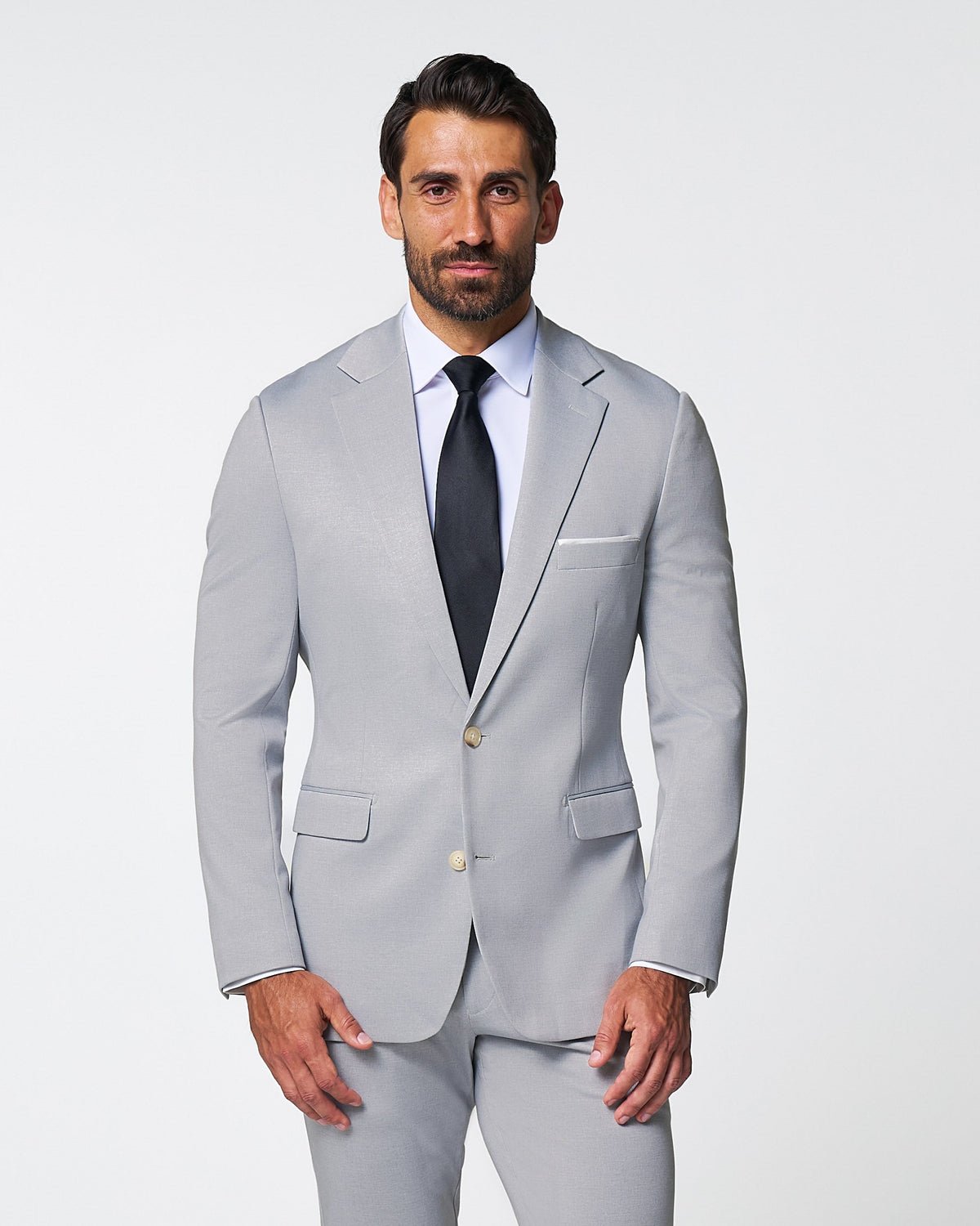State & Liberty - Athletic Fit Stretch Suit - Solid Light Grey
