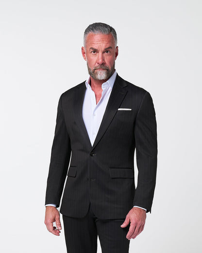 State & Liberty - Athletic Fit Stretch Suit - Knit Navy & Grey Big Stripe