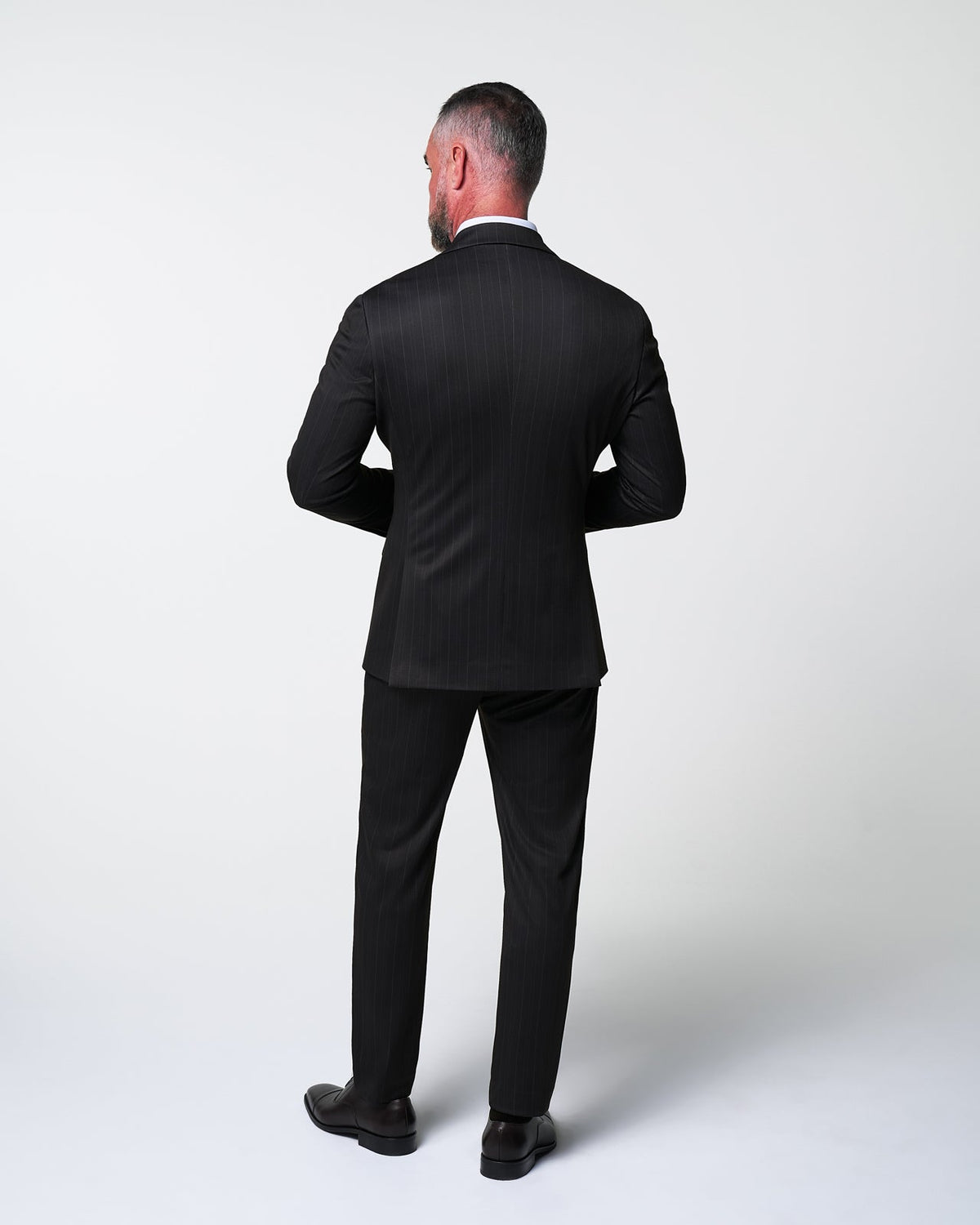 State & Liberty - Athletic Fit Stretch Suit - Knit Navy & Grey Big Stripe