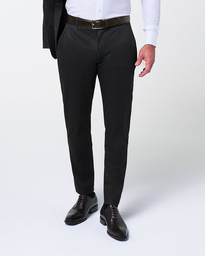 State & Liberty - Athletic Fit Stretch Suit - Knit Navy & Grey Big Stripe