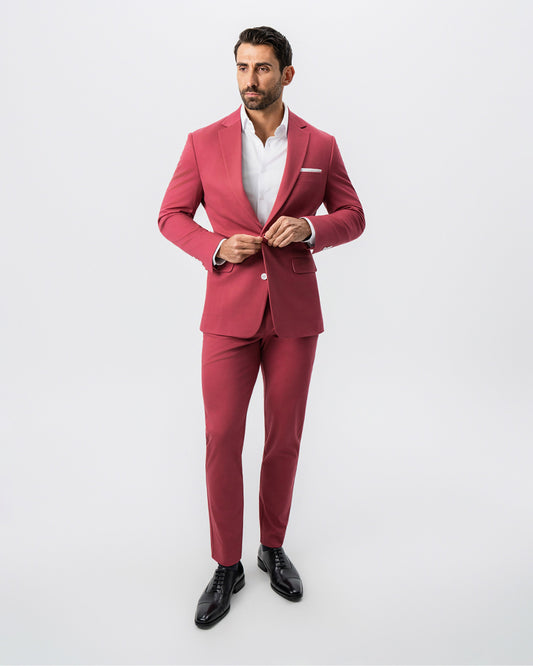 State & Liberty - Athletic Fit Stretch Suit - Solid Crimson