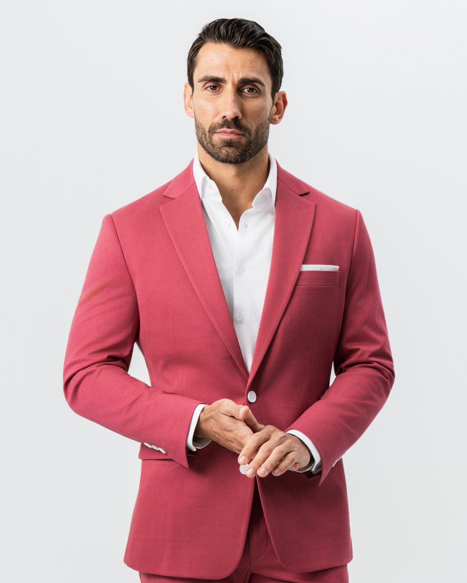 State & Liberty - Athletic Fit Stretch Suit - Solid Crimson