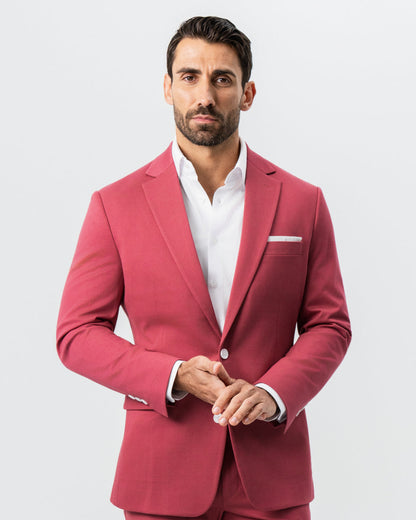State & Liberty - Athletic Fit Stretch Suit - Solid Crimson
