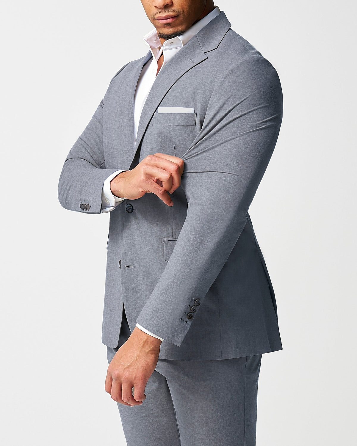 State & Liberty - Athletic Fit Stretch Suit - Lightweight Heathered Smoked Grey