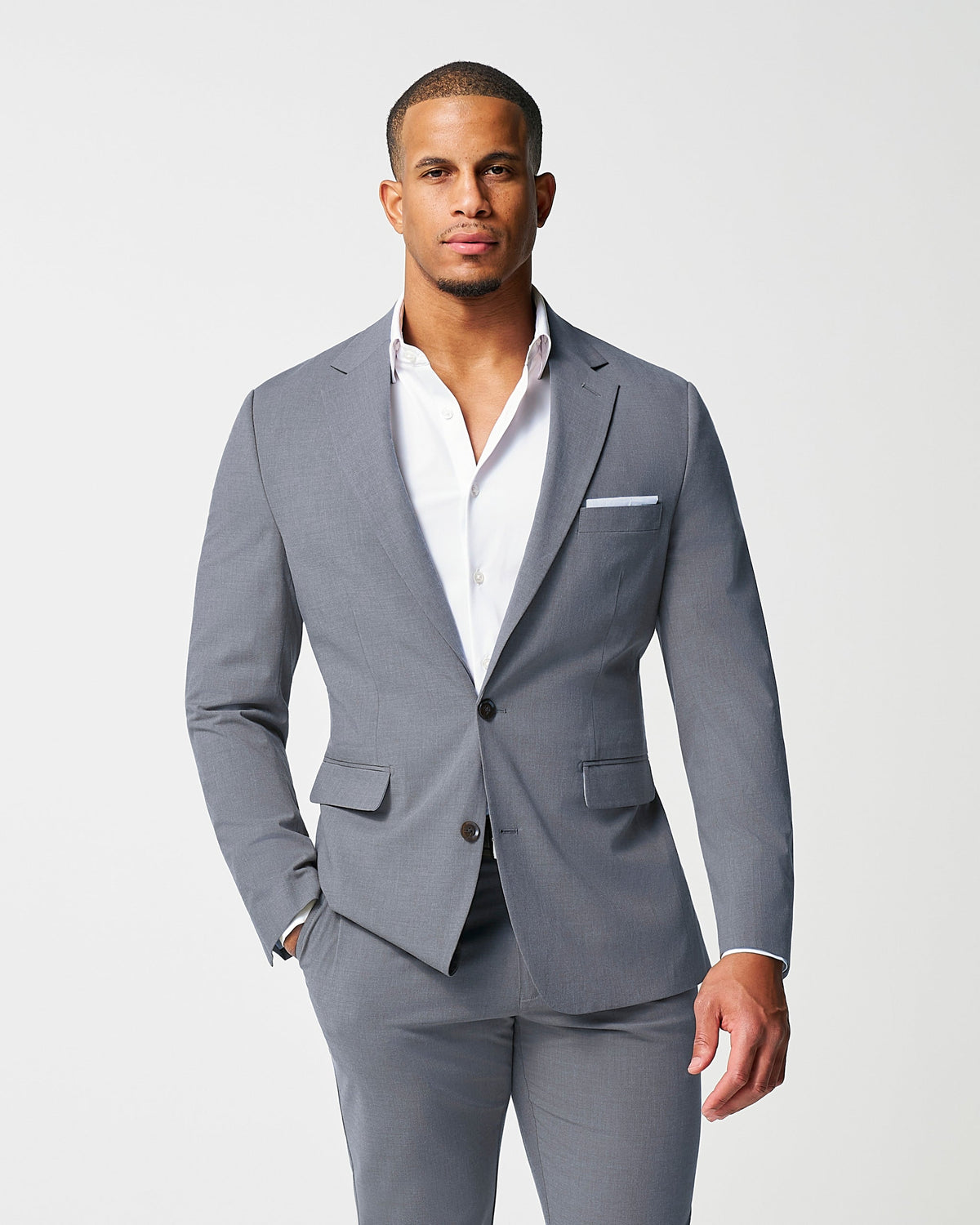 State & Liberty - Athletic Fit Stretch Suit - Lightweight Heathered Smoked Grey