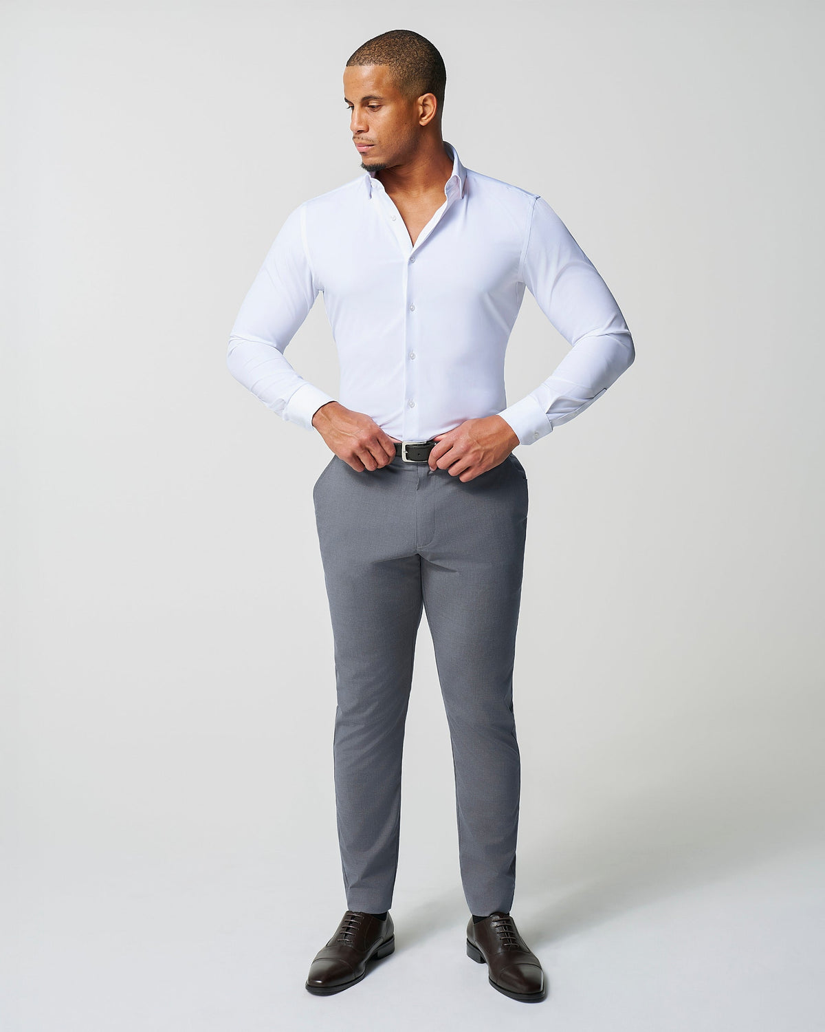 State & Liberty - Athletic Fit Stretch Suit - Lightweight Heathered Smoked Grey