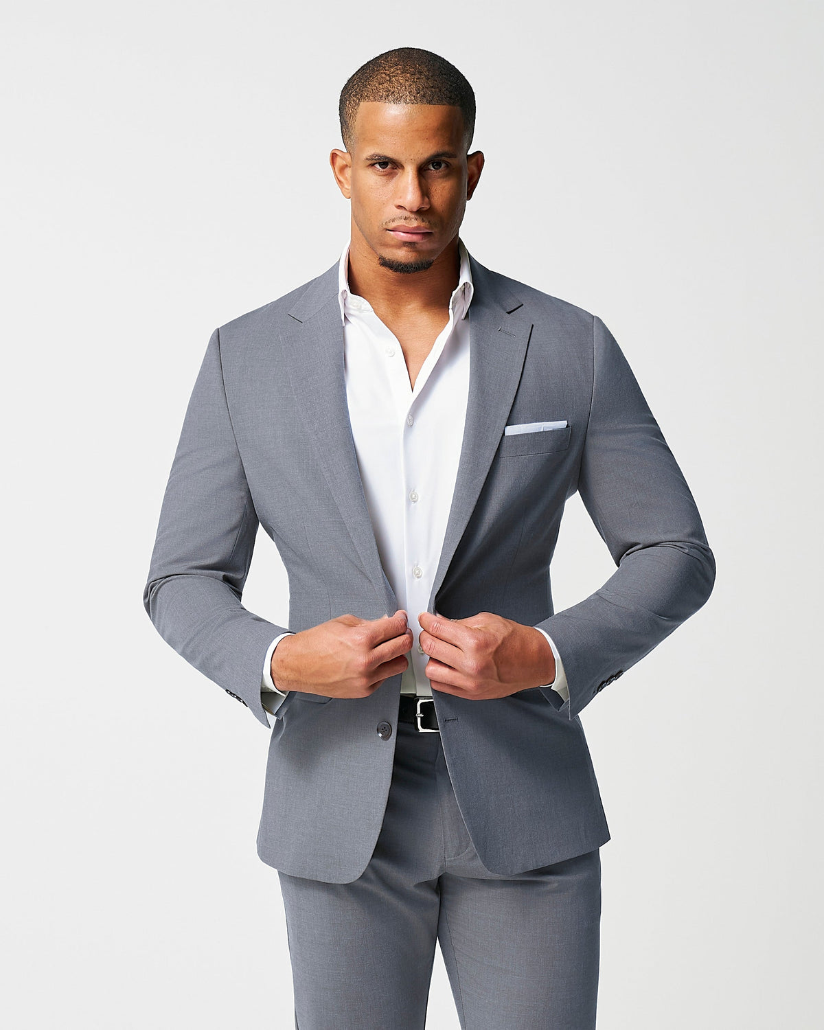 State & Liberty - Athletic Fit Stretch Suit - Lightweight Heathered Smoked Grey