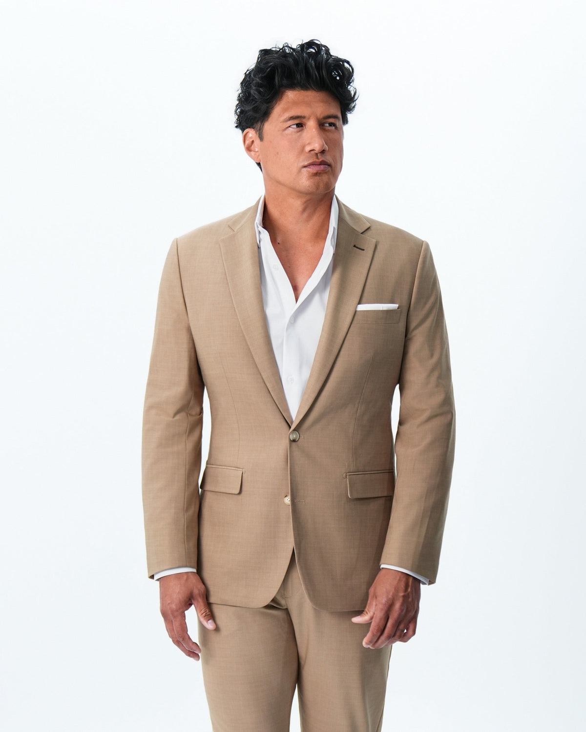 State & Liberty - Athletic Fit Stretch Suit - Heathered Sand