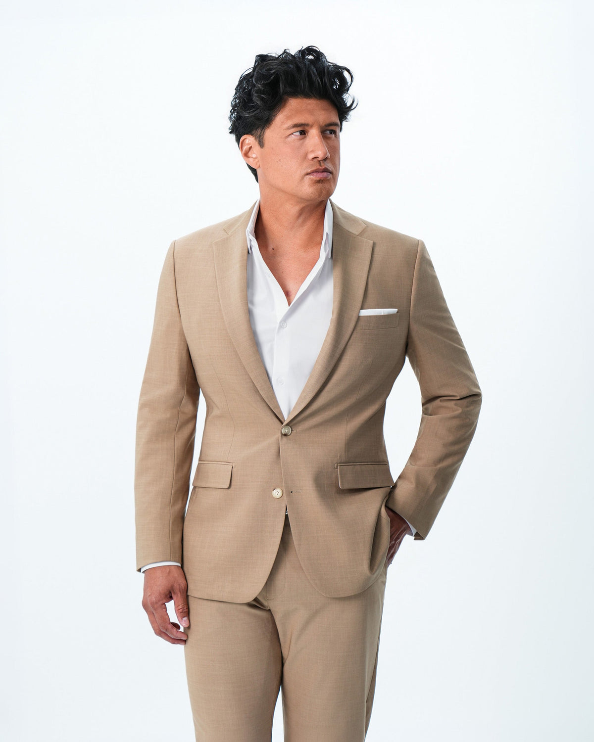 State & Liberty - Athletic Fit Stretch Suit - Heathered Sand