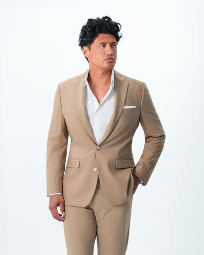 State & Liberty - Athletic Fit Stretch Suit - Heathered Sand