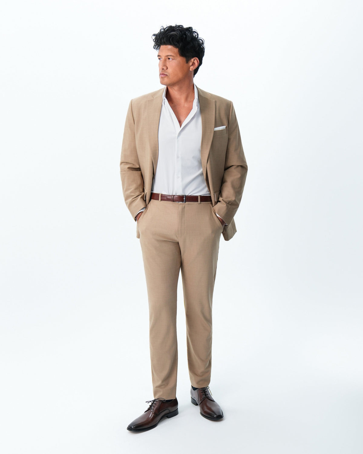 State & Liberty - Athletic Fit Stretch Suit - Heathered Sand
