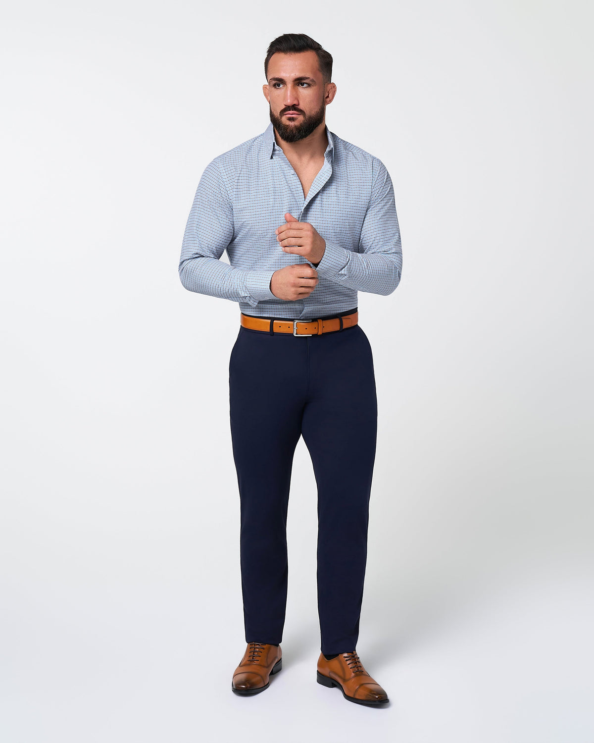 State & Liberty - "The Dalton" Purple & Light Blue Windowpane
