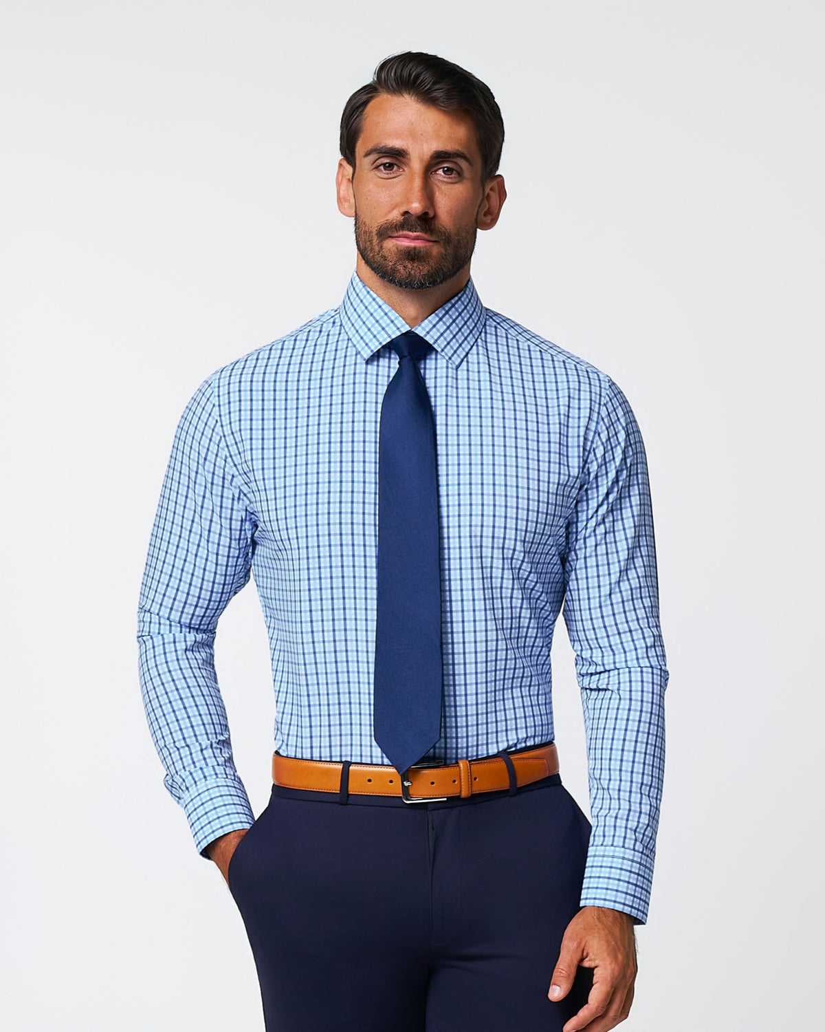 State & Liberty - "The Emmett" Light Blue, White & Navy Mid Check