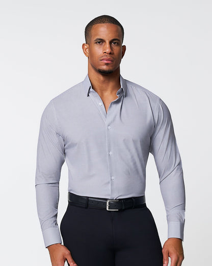 State & Liberty - "The Heath" Slate Grey & Purple Mini Gingham