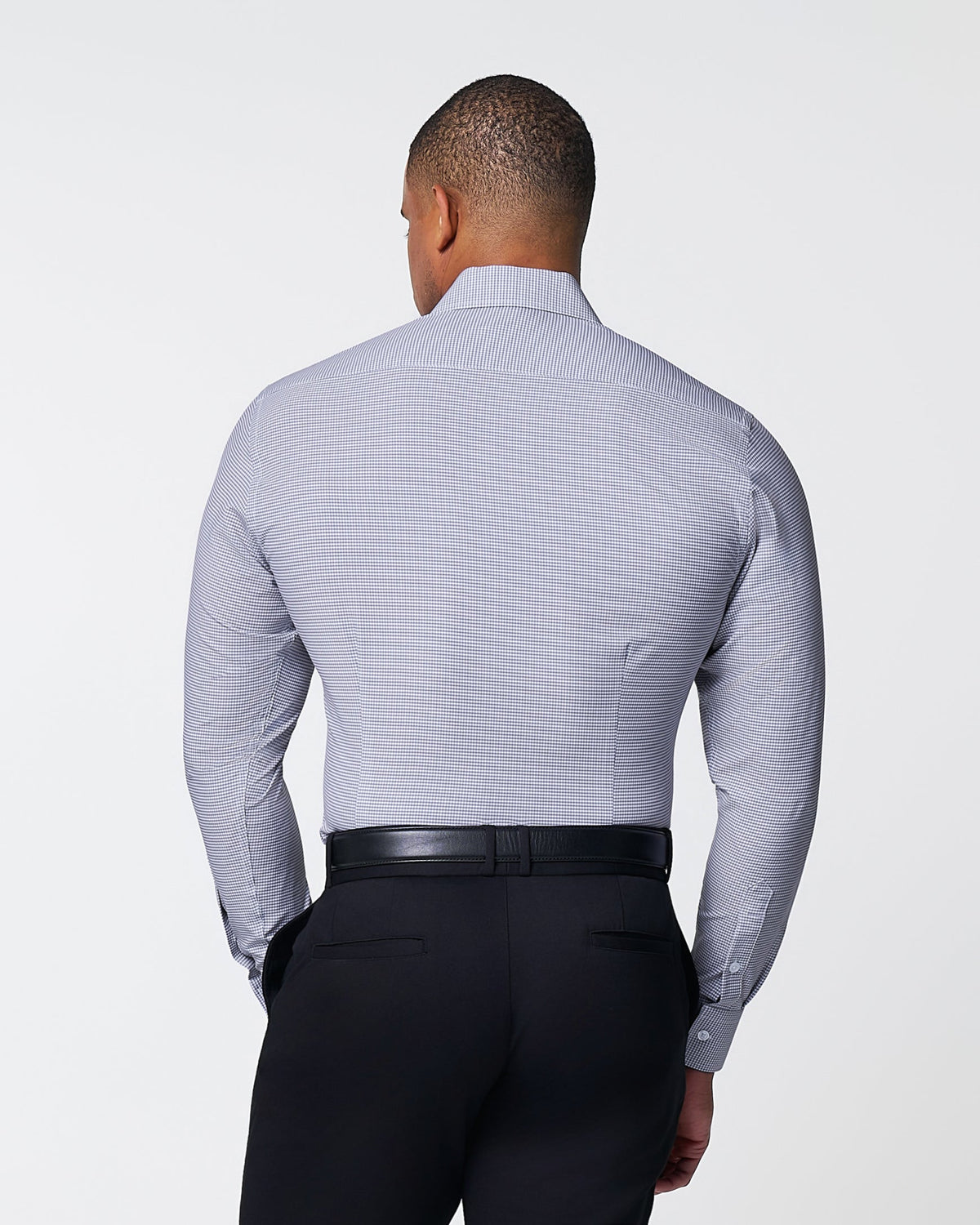 State & Liberty - "The Heath" Slate Grey & Purple Mini Gingham