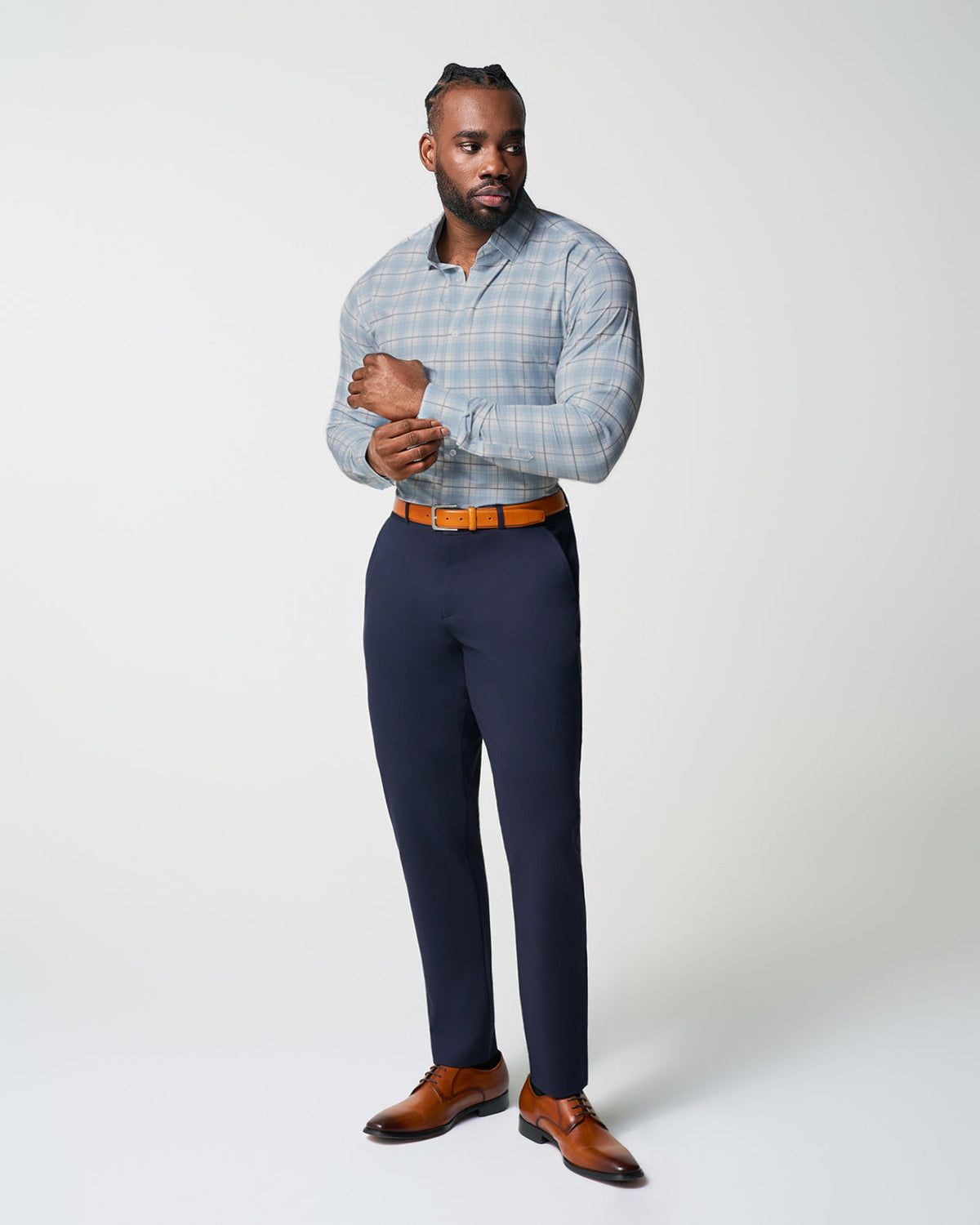 State & Liberty - "The Mello" Light Blue & Grey Multi Plaid