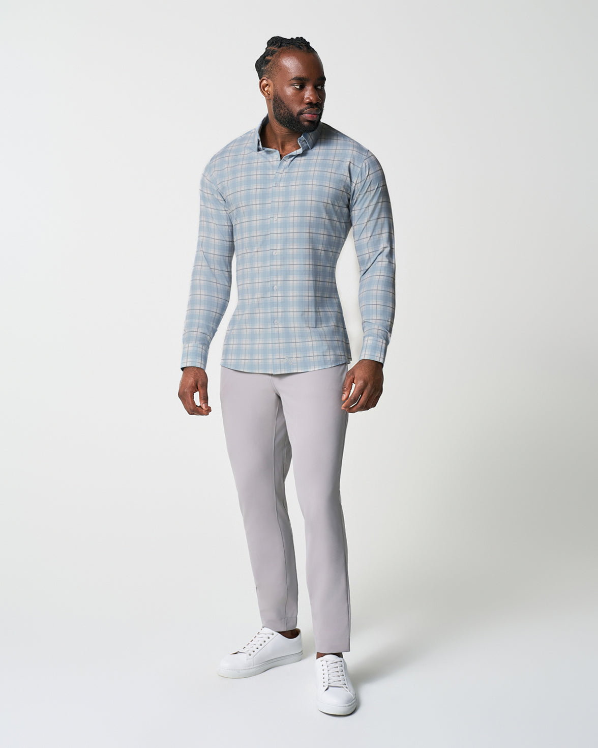 State & Liberty - "The Mello" Light Blue & Grey Multi Plaid