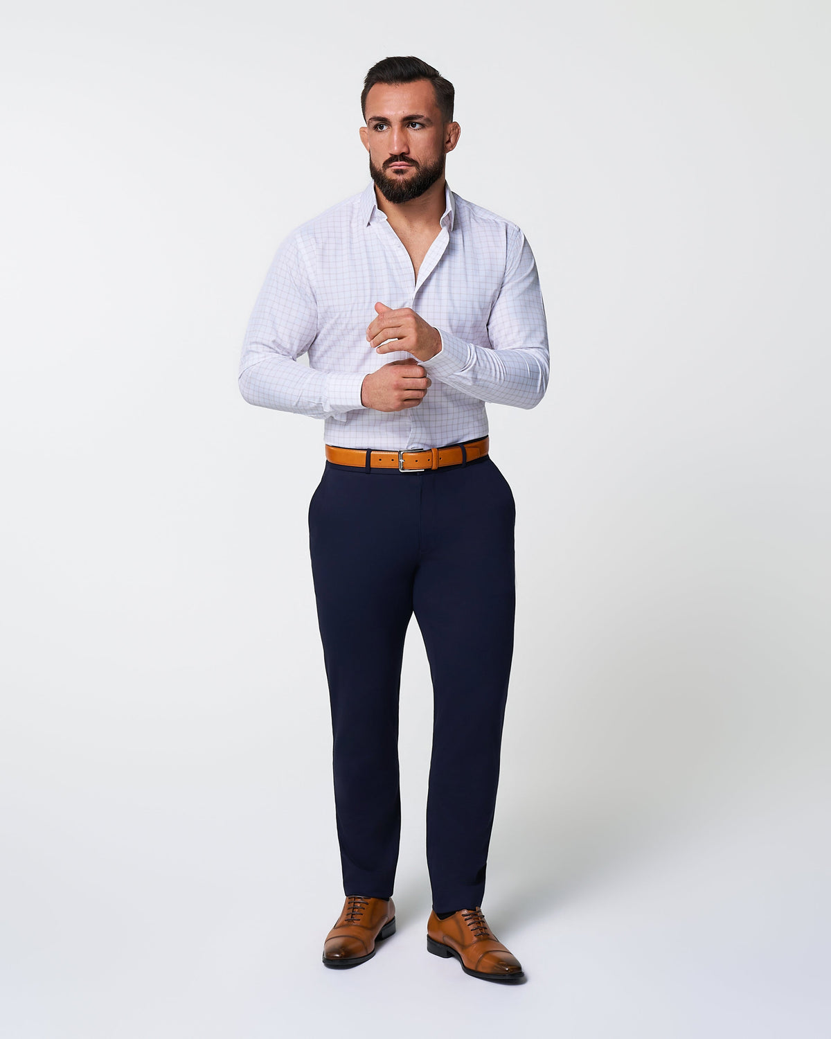 State & Liberty - "The Shore" White with Tan Windowpane