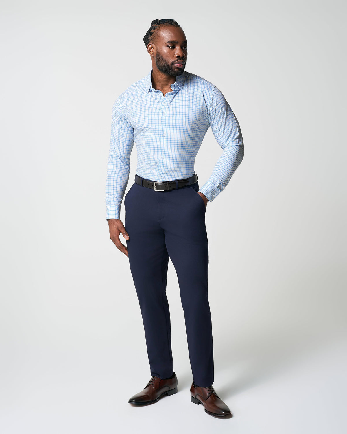 State & Liberty - "The Soho" Light Blue Windowpane